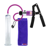 PRIMO Pro+ Handle Penis Pump | Purple Handle, Silicone Hose | 12" x 1.75" Wide Flange Cylinder