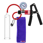 PRIMO Pro+ Handle Penis Pump + Gauge, Silicone Hose | Round Flange Cylinder | No Accessories 