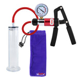 PRIMO Pro+ Handle Penis Pump + Gauge, Silicone Hose | Wide Flange Cylinder