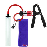 PRIMO Pro+ Handle Penis Pump | Red Handle, Silicone Hose | 12" x 1.7" Thick-Walled Penis Cylinder