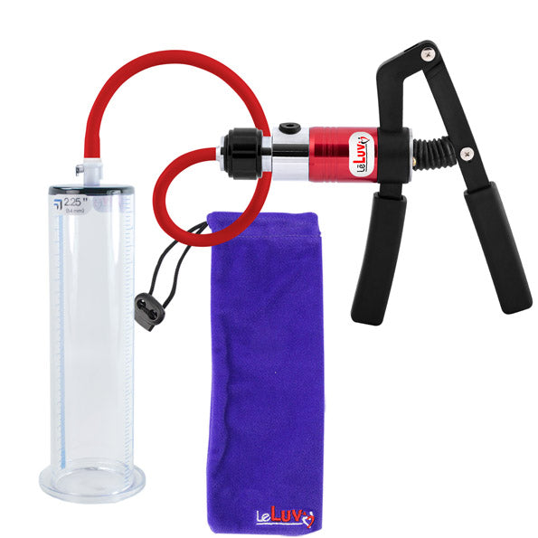 LeLuv Penis Pump with PRIMO Pro+ Handle | Wide Flange Cylinder | Color and Gauge Options