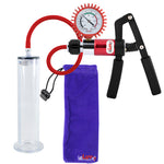 PRIMO Pro+ Handle Penis Pump + Protected Gauge, Silicone Hose | Wide Flange Cylinder