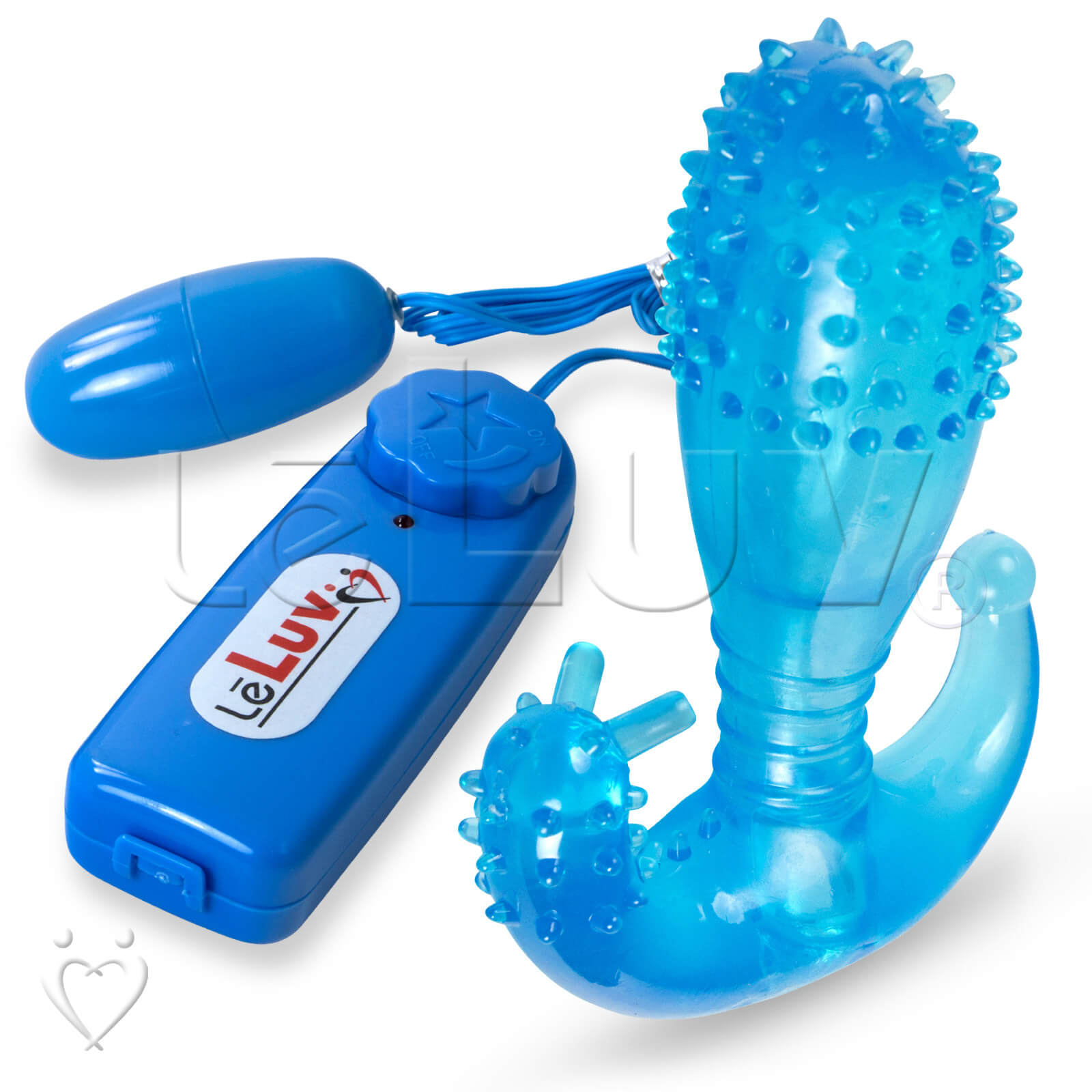LeLuv Male Prostate Massager P & G Spot Sex Toy Tickle Sleeve with Bullet, Blue