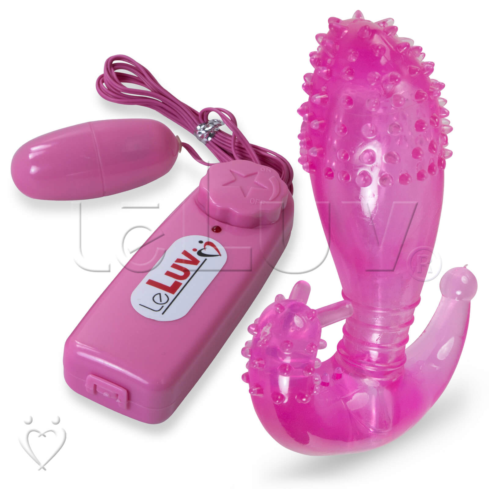 LeLuv Male Prostate Massager P & G Spot Sex Toy Tickle Sleeve with Bullet, Pink