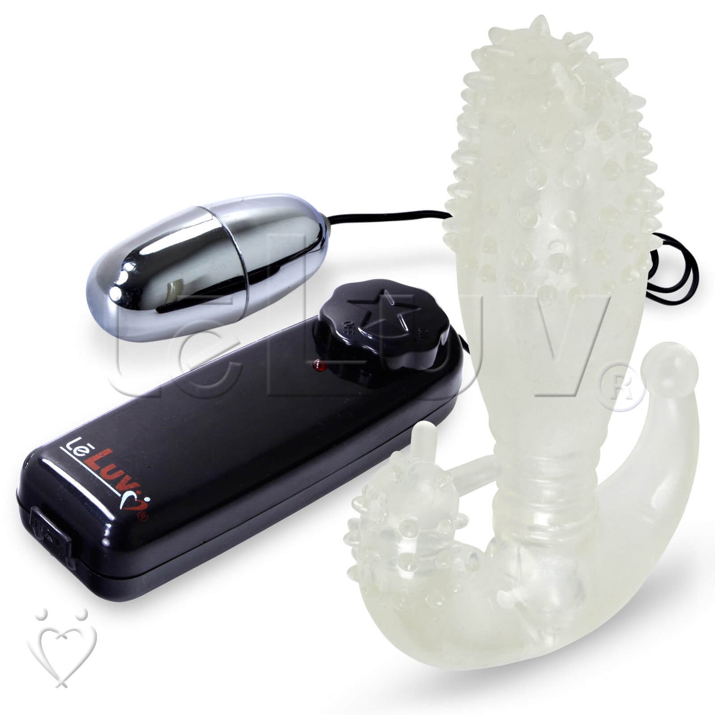 LeLuv Male Prostate Massager P & G Spot Sex Toy Tickle Sleeve with Bullet, White