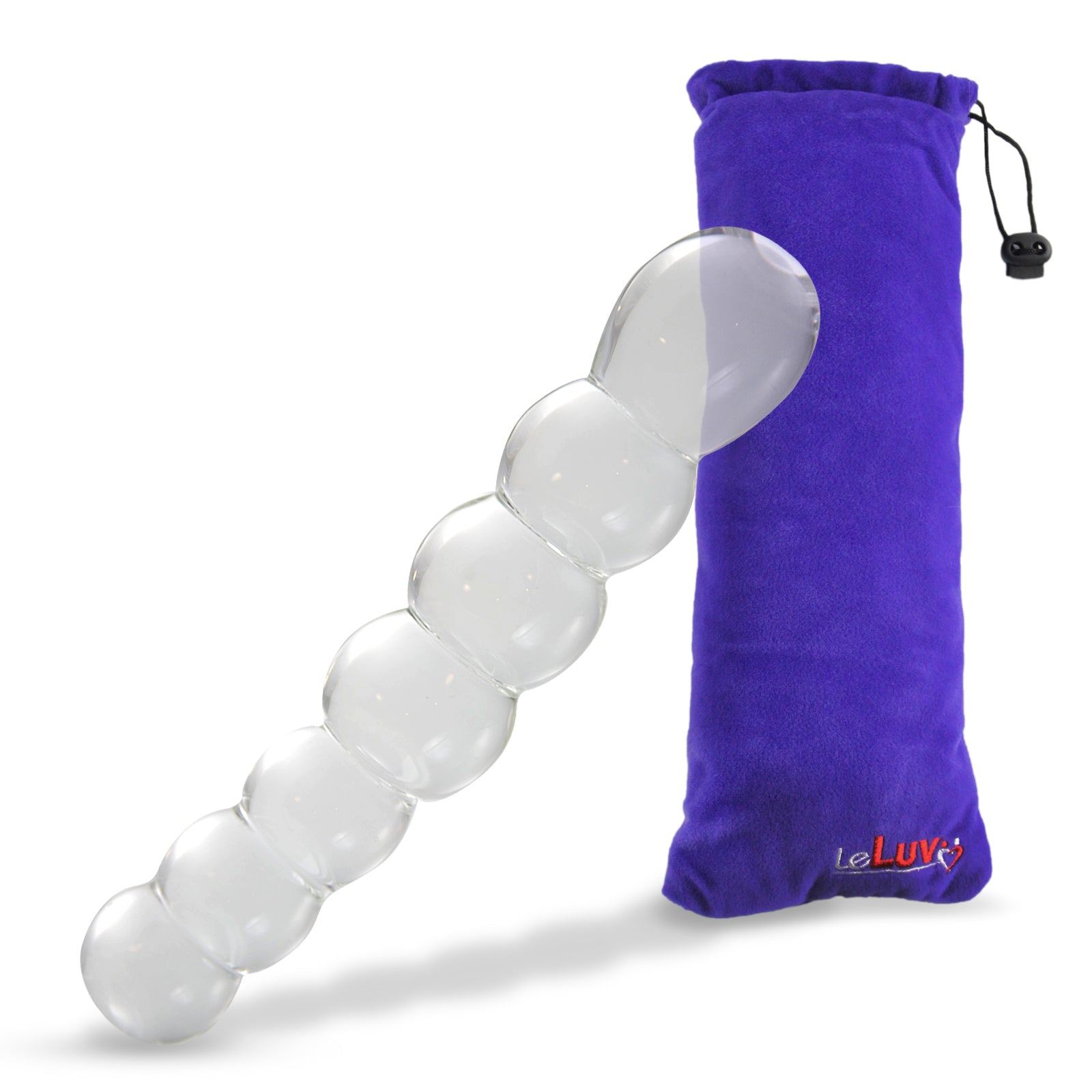 6.5" Bent Clear Bubble Wand Curved Glass Pleasure Probe Beaded Dildo