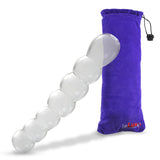 6.5" Bent Clear Bubble Wand Curved Glass Pleasure Probe Beaded Dildo