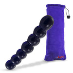 6.5" Bent Cobalt Bubble Wand Curved Glass Pleasure Probe Beaded Dildo