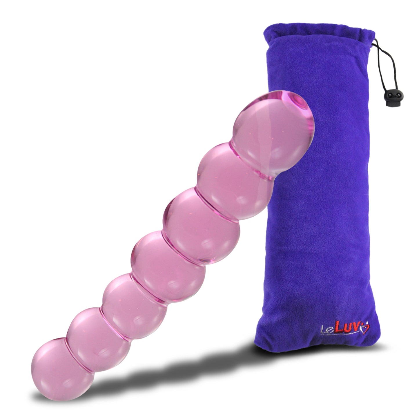 6.5" Bent Pink Bubble Wand Curved Glass Pleasure Probe Beaded Dildo