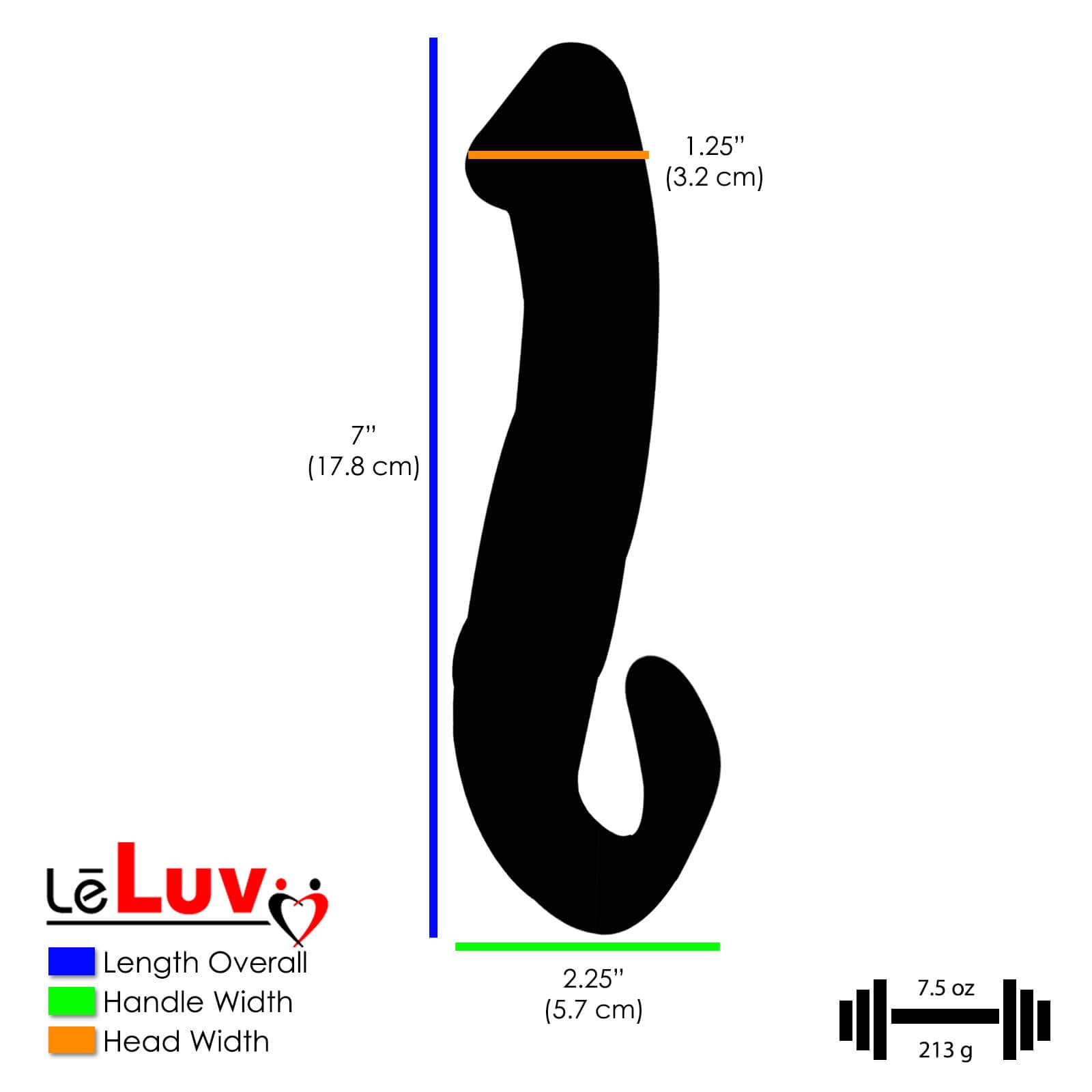 LeLuv Glass Blue Hook G-Spot Prostate Large Double Dildo