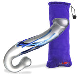 LeLuv Glass Blue Hook G-Spot Prostate Large Double Dildo