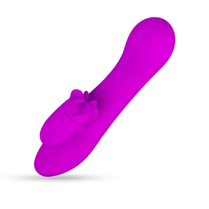 Rabbit Vibrator Rotating Fan Clitoral Tickler Smooth Silicone USB Rechargable Purple