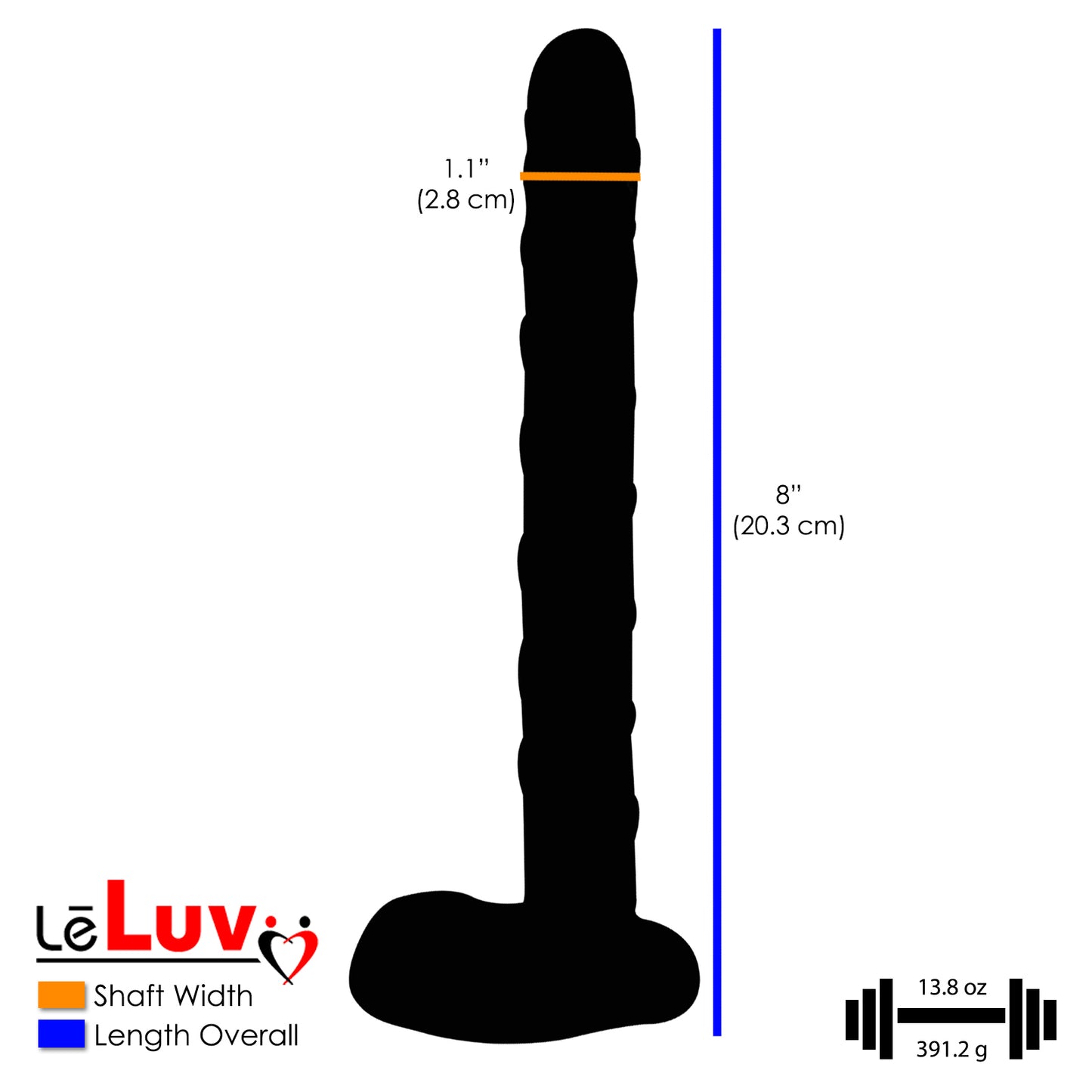 LeLuv Glass 8 Inch Cobalt Blue Realistic Veiny Penis-shaped Dildo