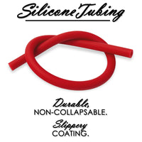 LeLuv® Silver Ultima Penis Pump - Red Rubber Grip, Silicone Hose with Round Flange Cylinder - Choose Length & Diameter