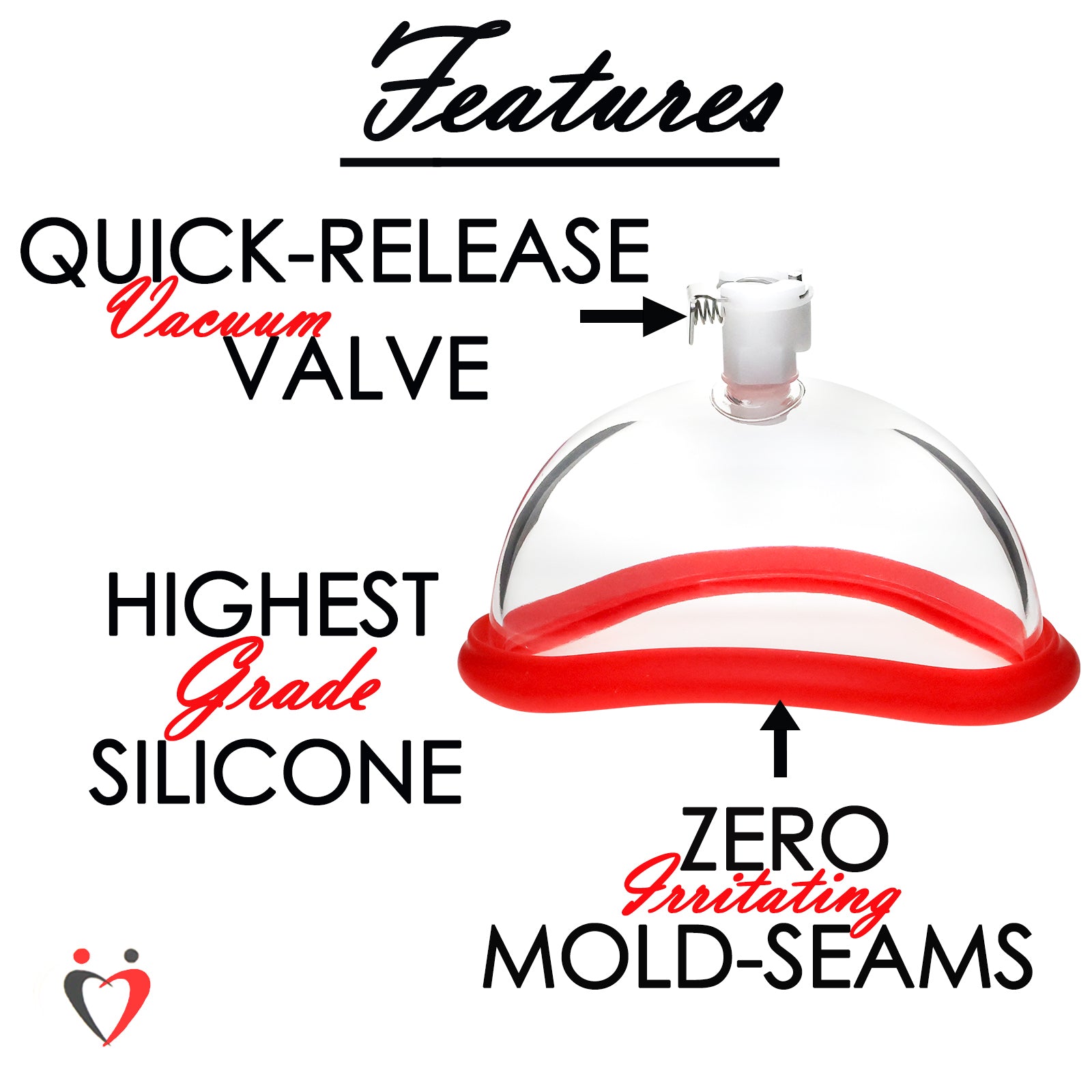 Replacement Contoured Labia Vacuum Cup & Fitting with Red cushion sleeve
