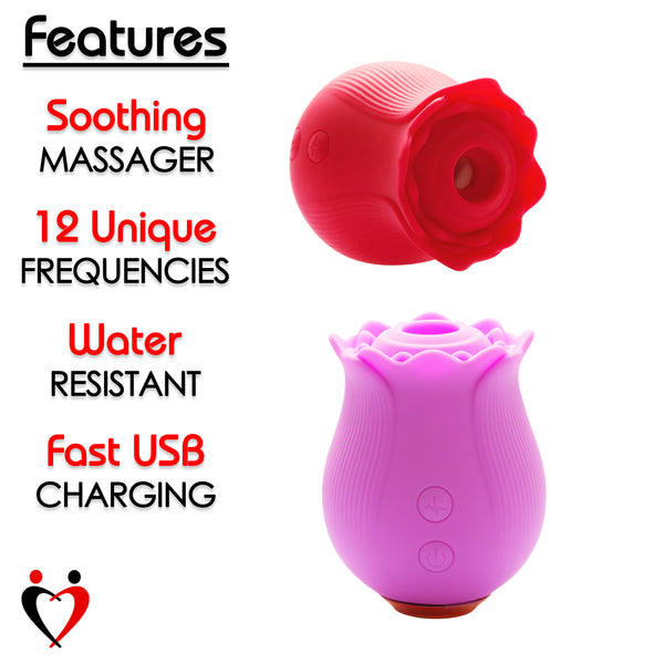LeLuv Rose Rechargeable Massager – 12 Intensity Levels, Waterproof, Soft Silicone – Choose Color