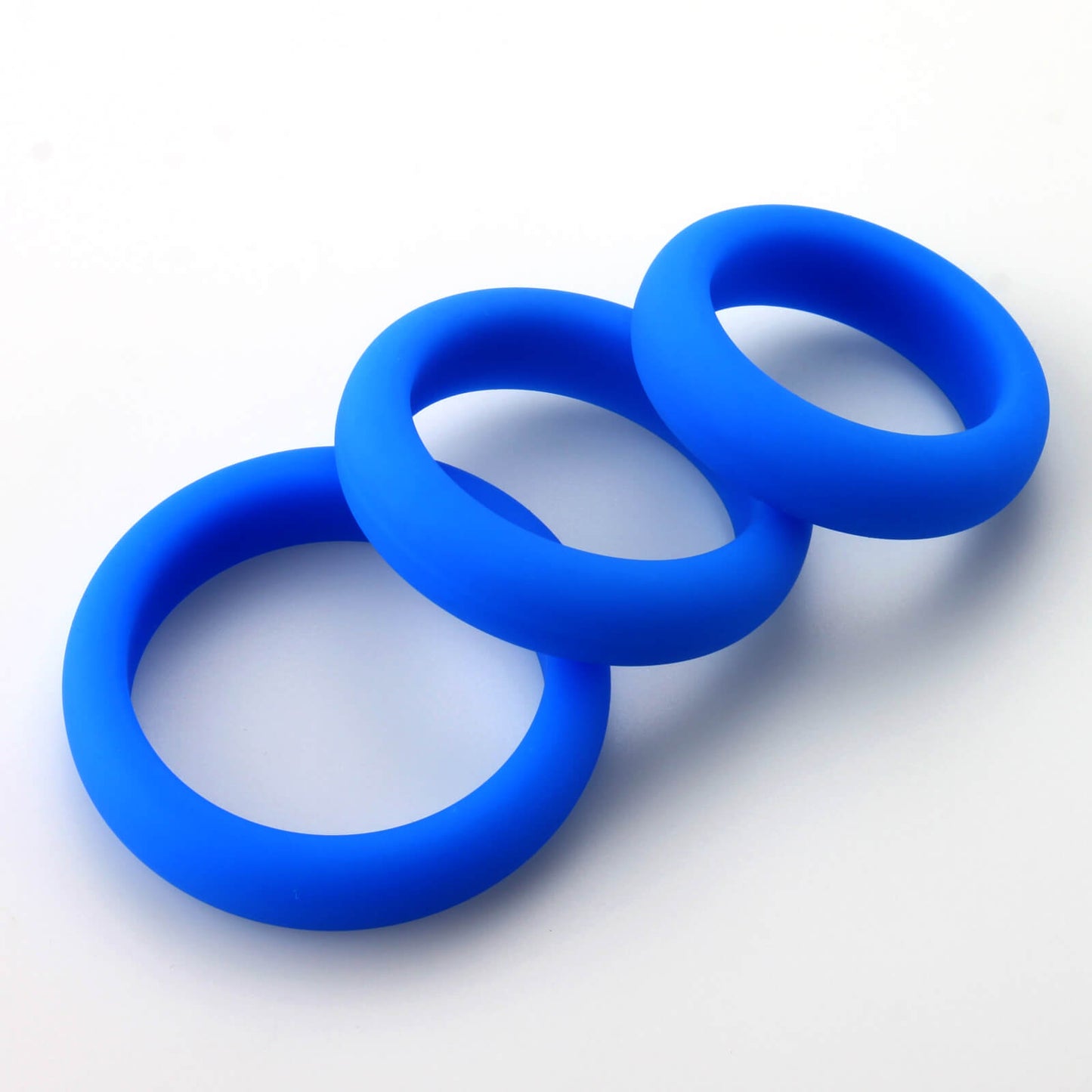 Flat Inside Cock Ring 3 Pack - 36mm/41mm/45mm Blue