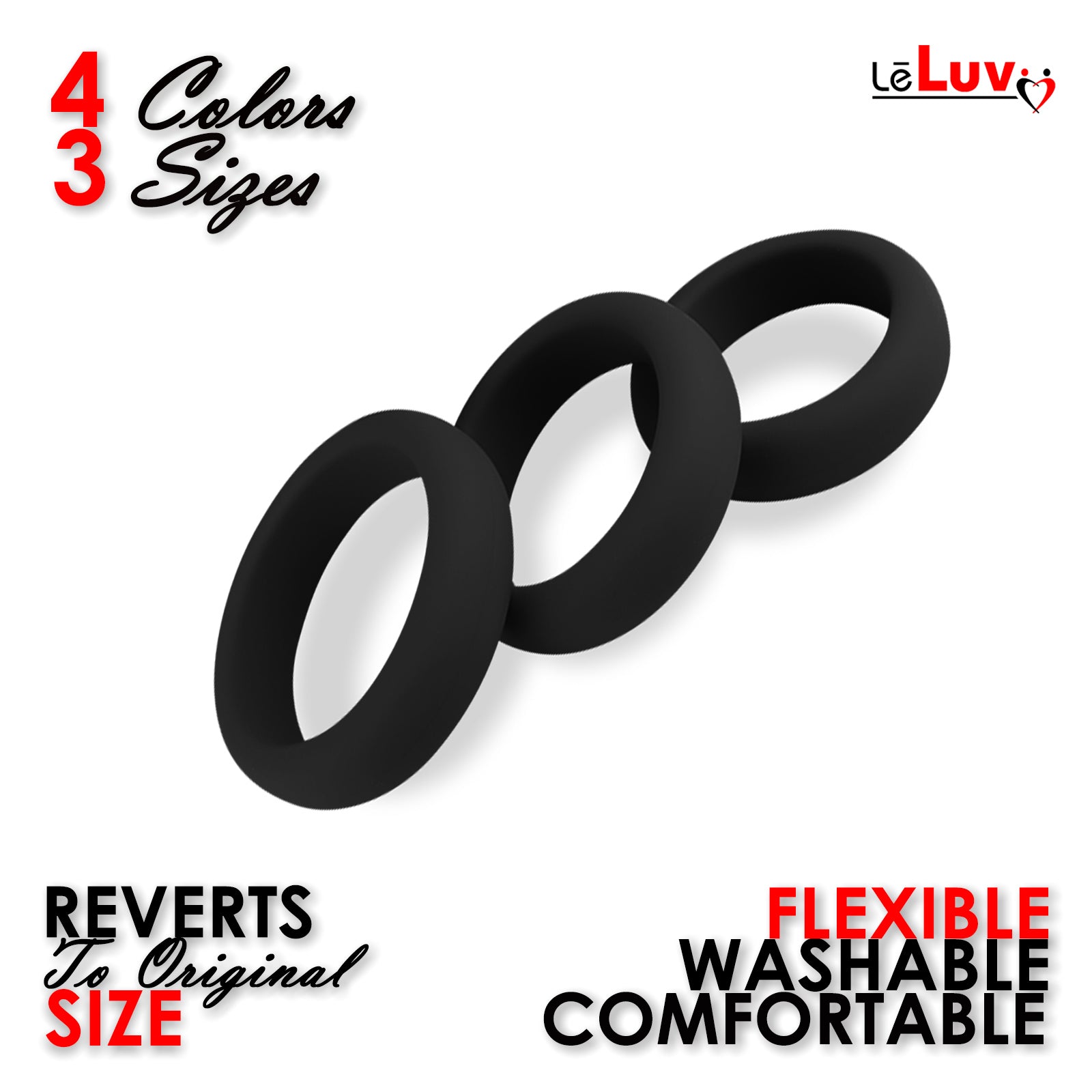 Flat Inside Cock Ring  3-Pack 36mm (1.4"), 41mm (1.6") and 45mm (1.8")