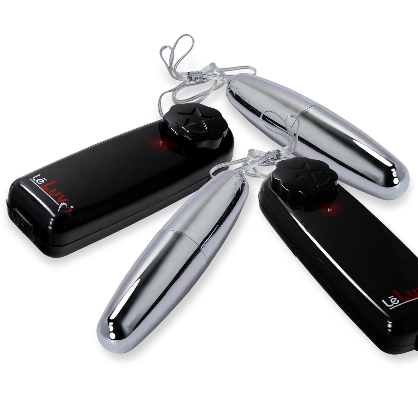 LeLuv 2-Pack - Single Large Vibrating Silver Bullets Mini Multi Speed Vibrators