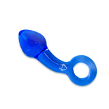 LeLuv SMALL Blue Glass Anal Prostate Massager Butt Plug Beginner Male Toy w/ Premium Padded Pouch