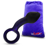 LeLuv MEDIUM Cobalt Glass Anal Prostate Massager Butt Plug Beginner Male Toy w/ Premium Padded Pouch