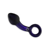 LeLuv SMALL Cobalt Glass Anal Prostate Massager Butt Plug Beginner Male Toy w/ Premium Padded Pouch