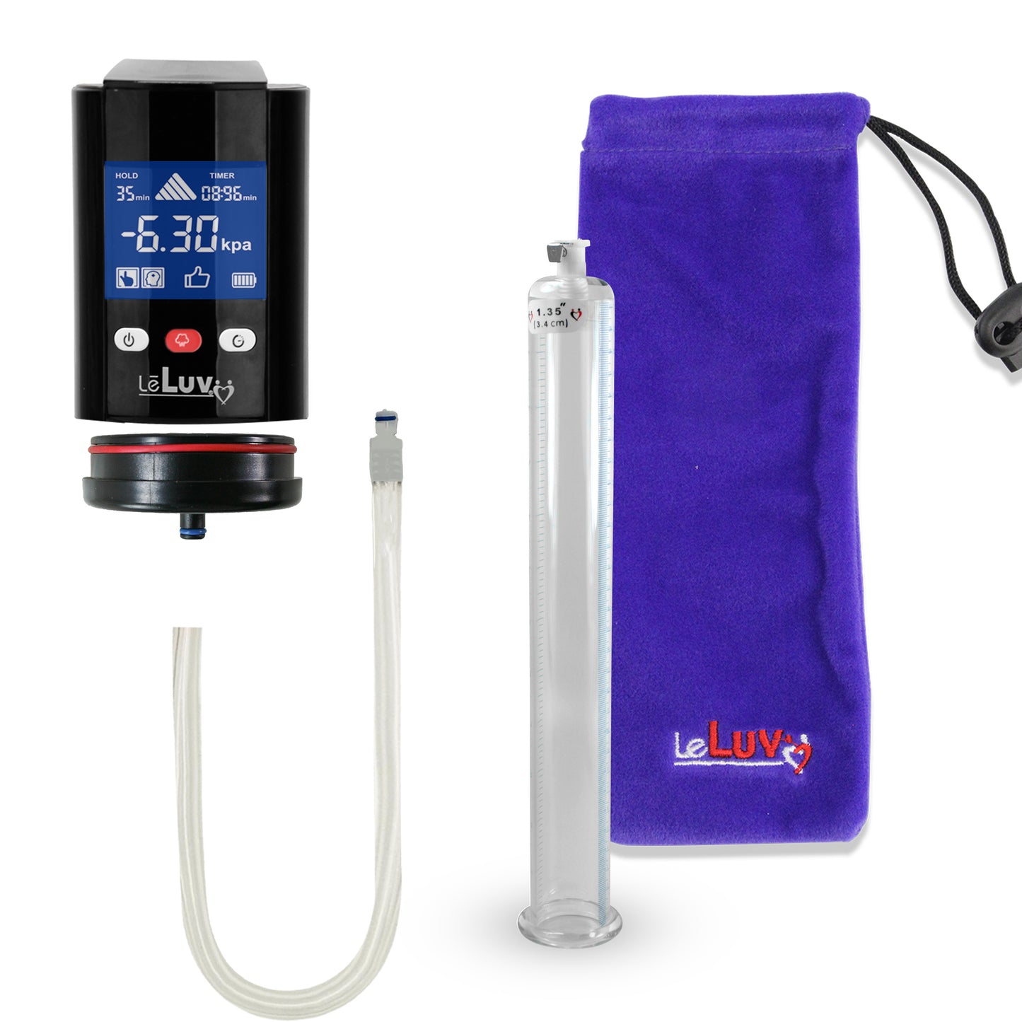 Smart LCD iPump Black Handheld Electric Penis Pump - 12" x 1.38" Acrylic Cylinder