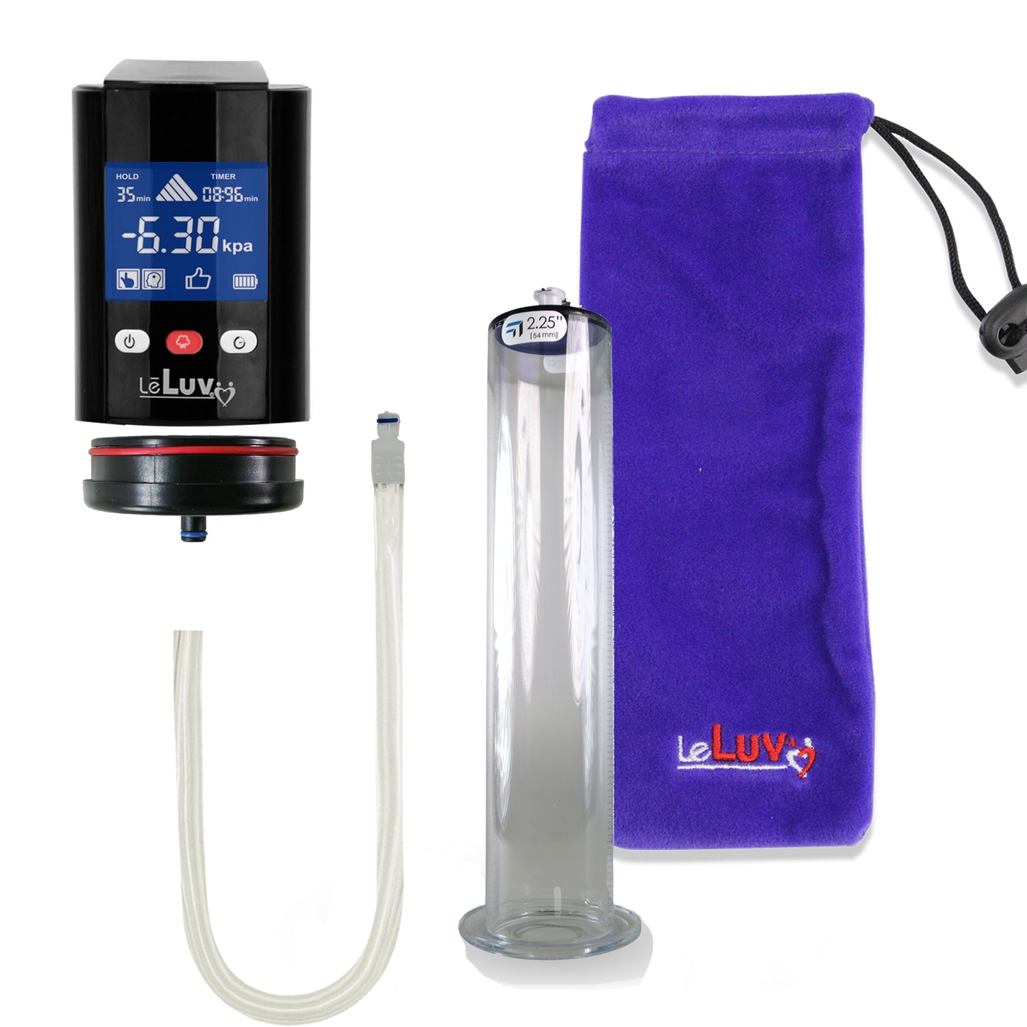 Smart LCD iPump Black Penis Pump 12" Length x 2.25" Diameter WIDE Flange Cylinder