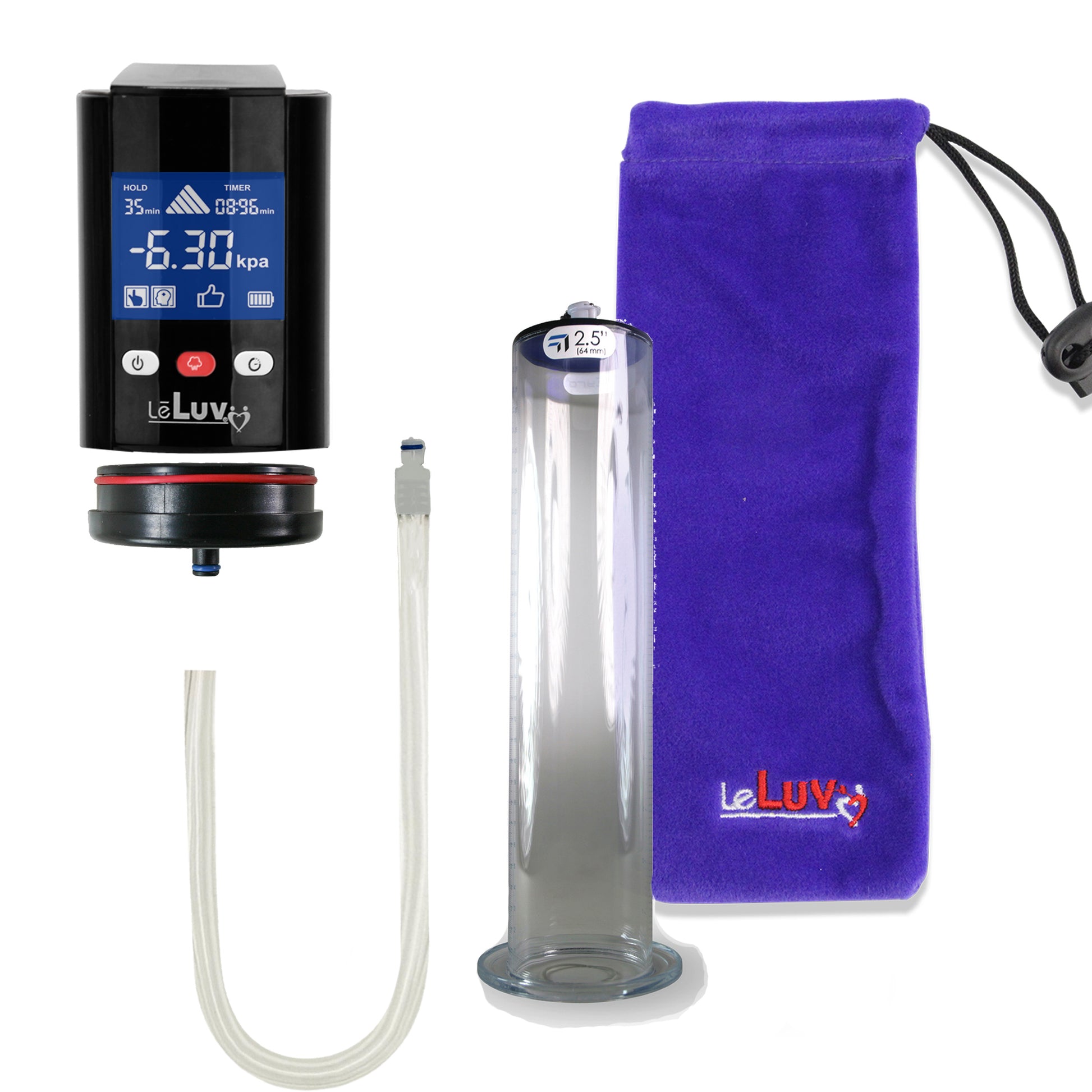 Smart LCD iPump Black Penis Pump 12" Length x 2.50" Diameter WIDE Flange Cylinder
