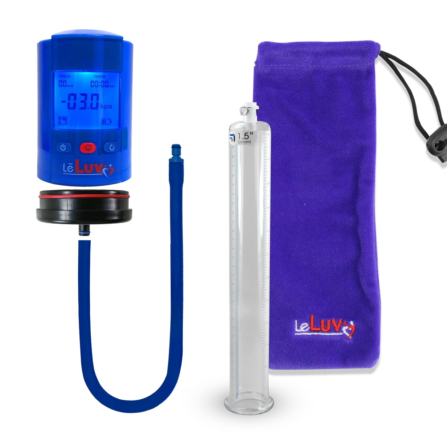 Smart LCD iPump Blue Handheld Electric Penis Pump - 12" x 1.50" Acrylic Cylinder