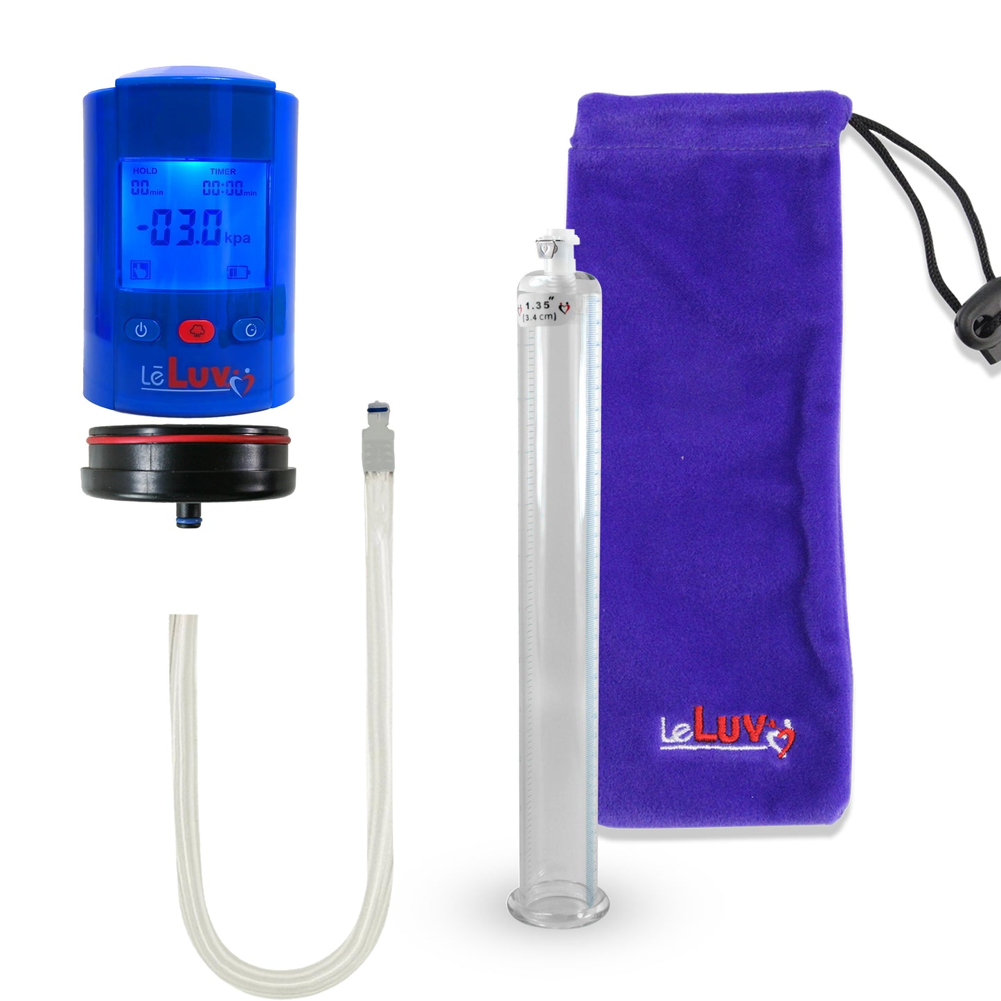 Smart LCD iPump Blue Handheld Electric Penis Pump - 12" x 1.38" Acrylic Cylinder