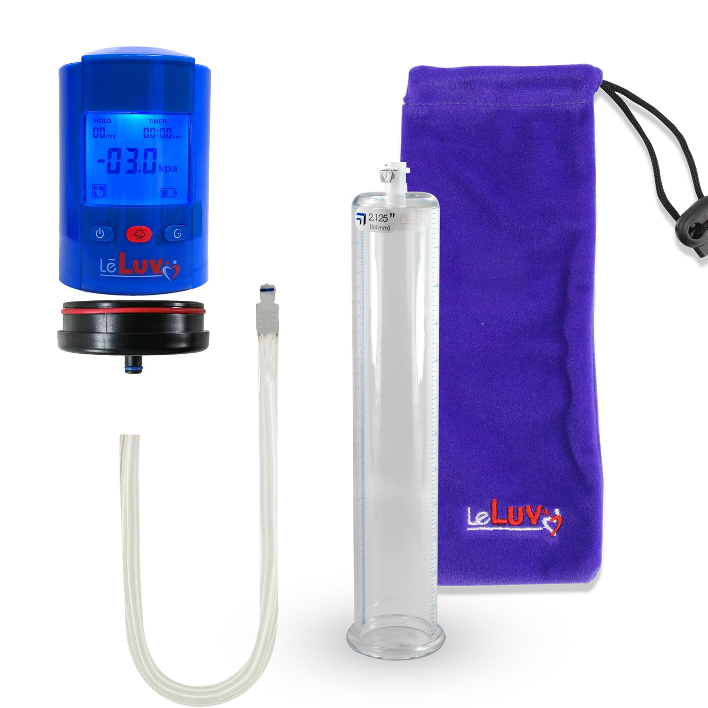 Smart LCD iPump Blue Handheld Electric Penis Pump - 12" x 2.125" Acrylic Cylinder