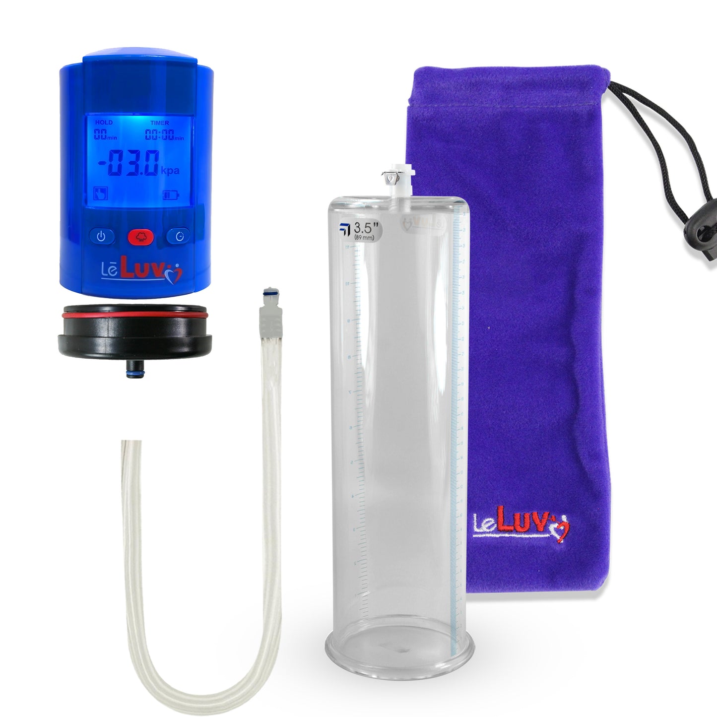 Smart LCD iPump Blue Handheld Electric Penis Pump - 12" x 3.50" Acrylic Cylinder
