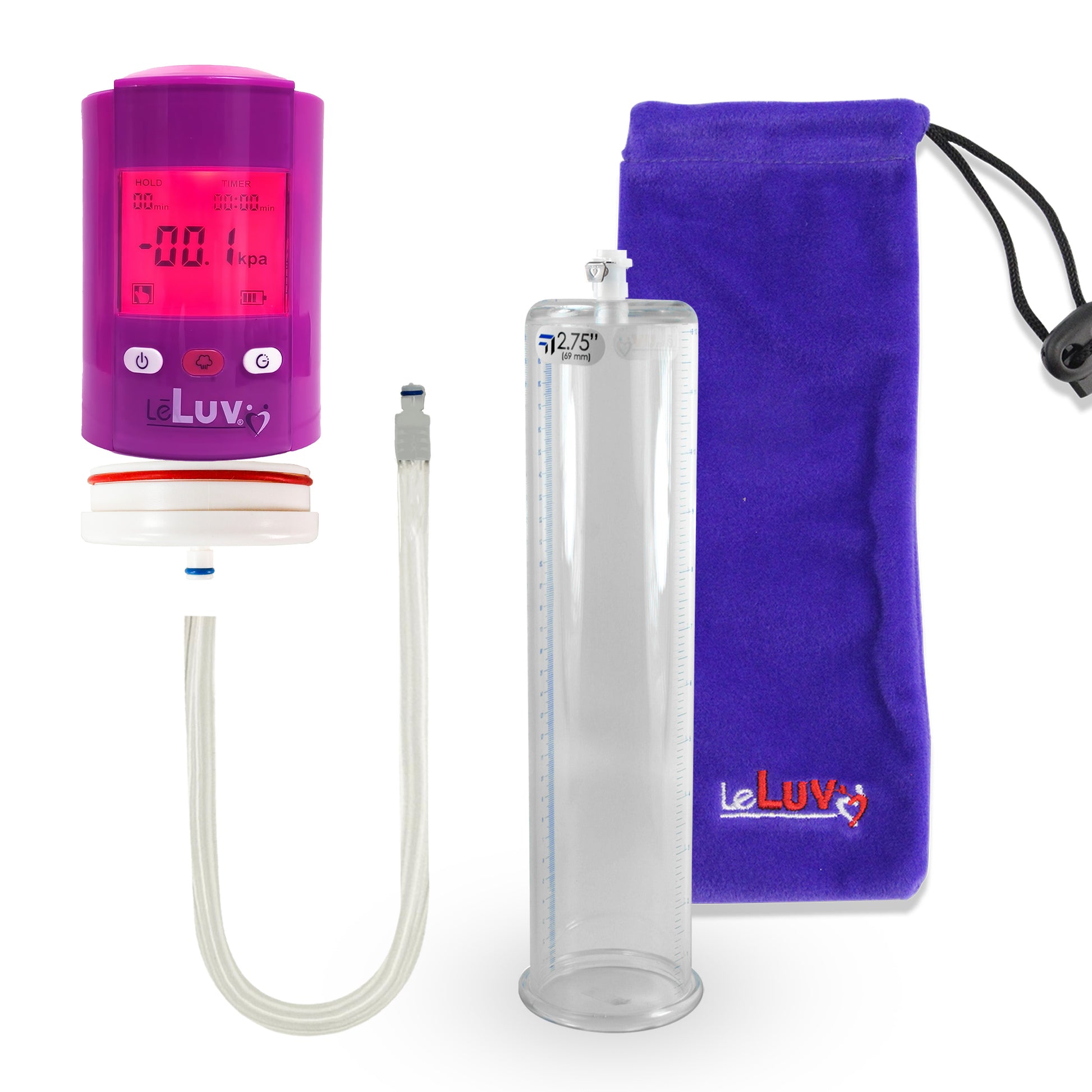 Smart LCD iPump Purple Handheld Electric Penis Pump - 12" x 2.75" Acrylic Cylinder