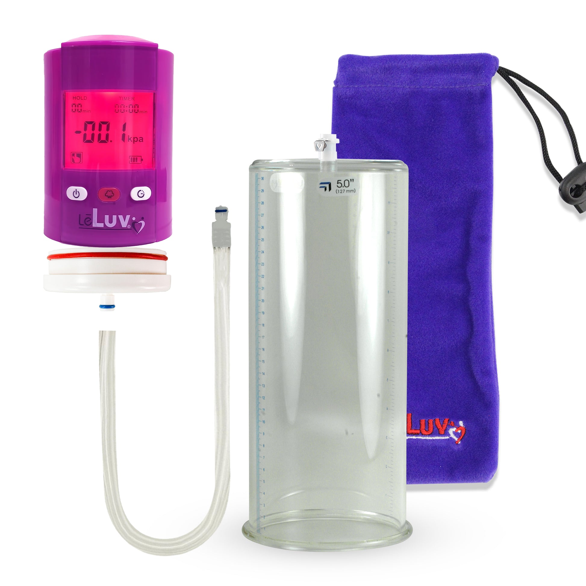 Smart LCD iPump Purple Handheld Electric Penis Pump - 12" x 5.00" Cylinder