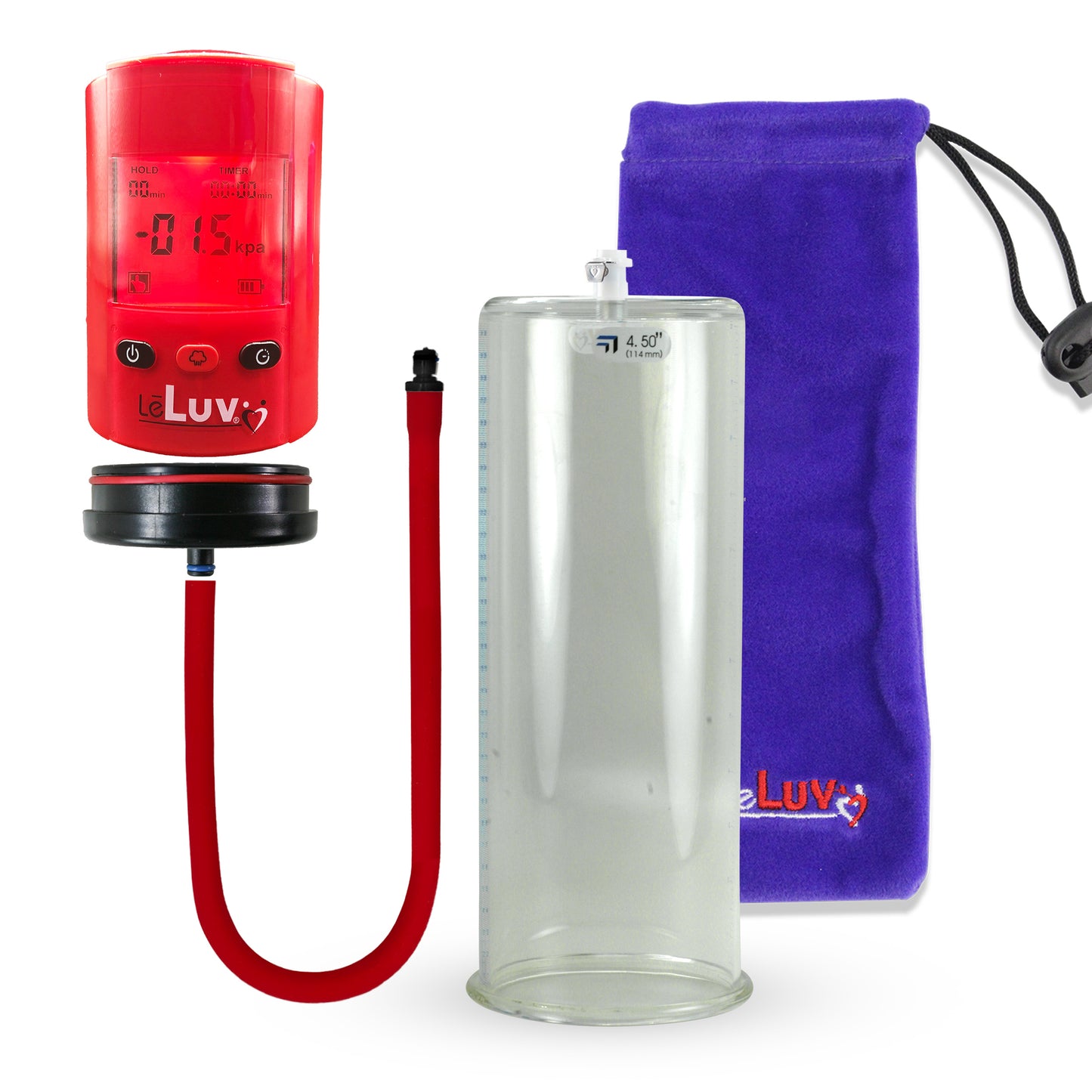 Smart LCD iPump Red Handheld Electric Penis Pump - 12" x 4.50" Cylinder