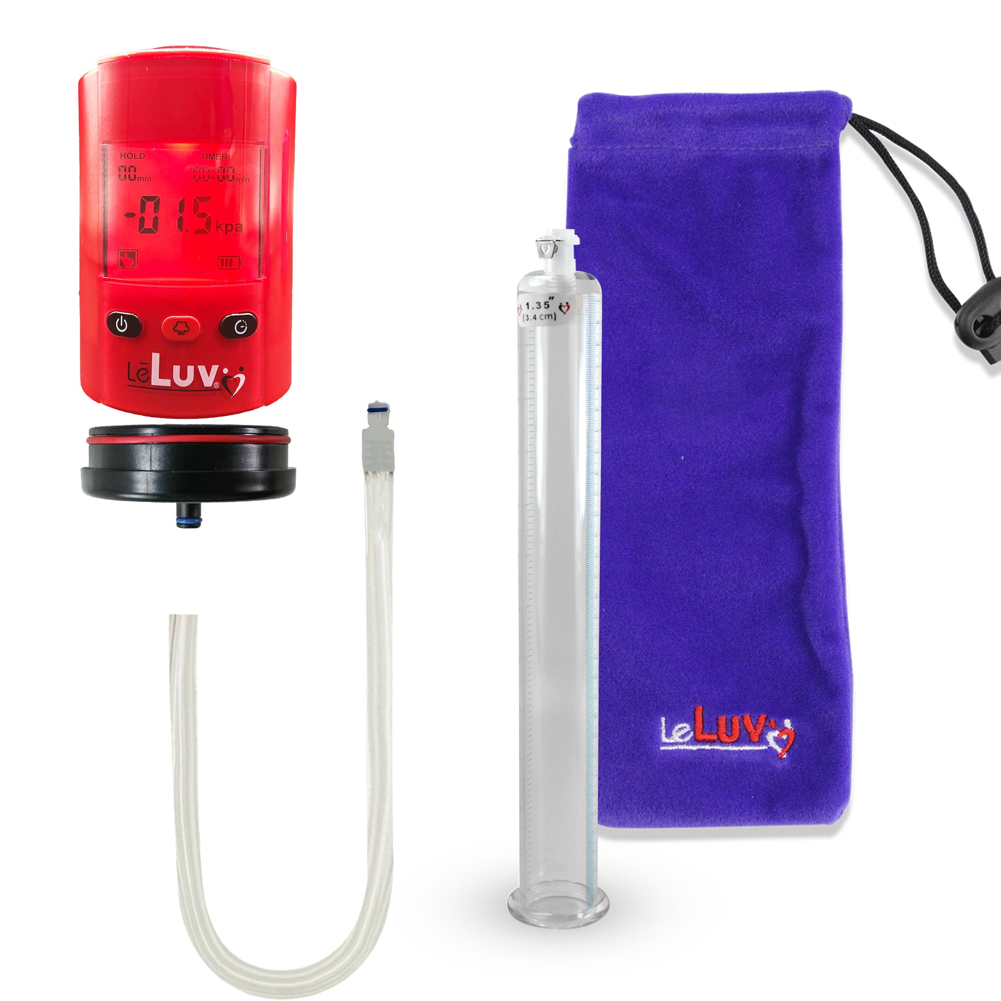 Smart LCD iPump Red Handheld Electric Penis Pump - 12" x 1.38" Acrylic Cylinder