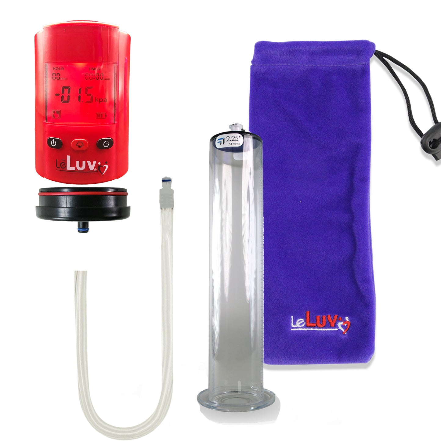 Smart LCD iPump Red Handheld Electric Penis Pump - 12" x 2.25" WIDE FLANGE Cylinder