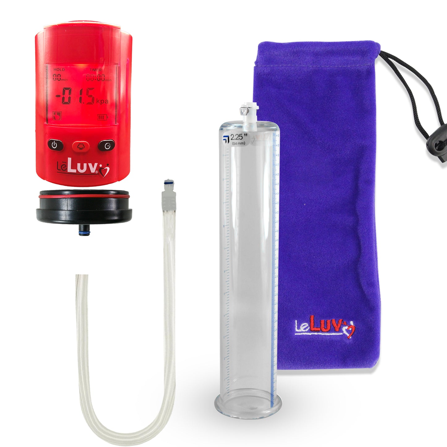 Smart LCD iPump Red Handheld Electric Penis Pump - 12" x 2.25" Acrylic Cylinder