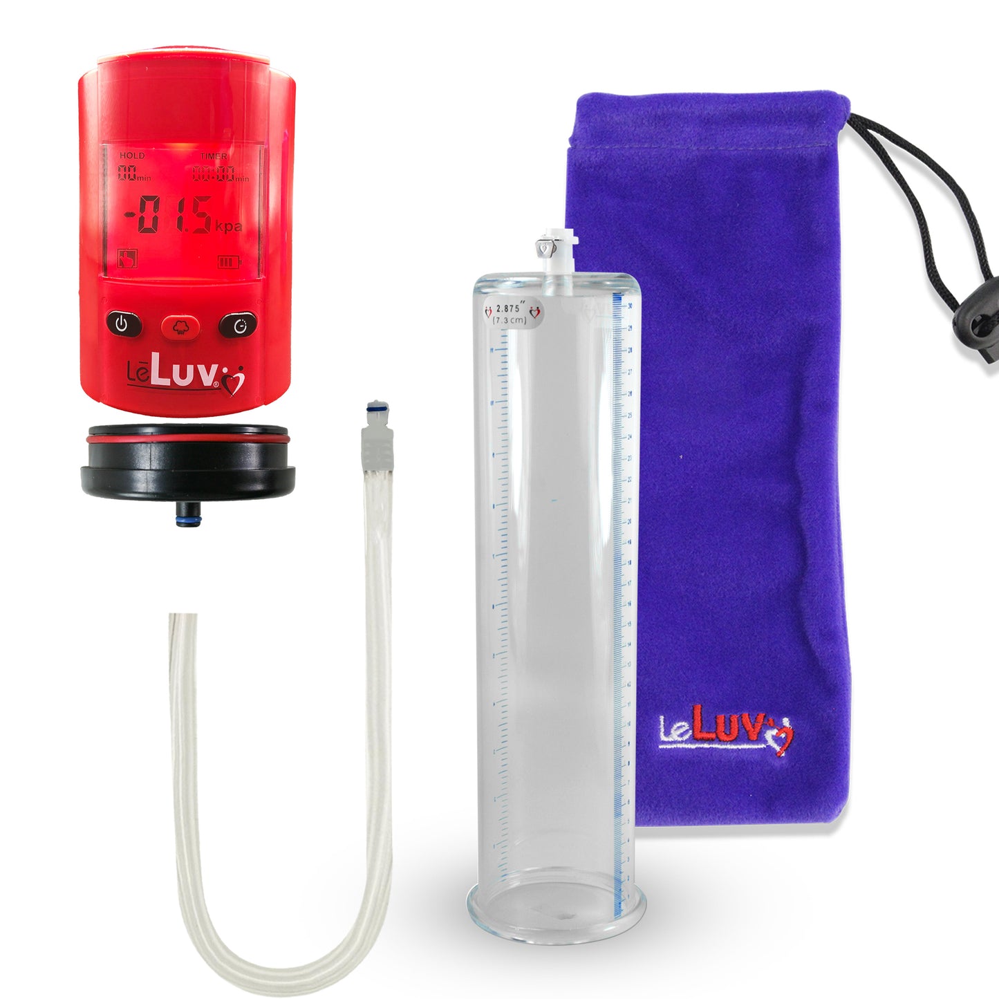 Smart LCD iPump Red Handheld Electric Penis Pump - 12" x 2.875" Acrylic Cylinder