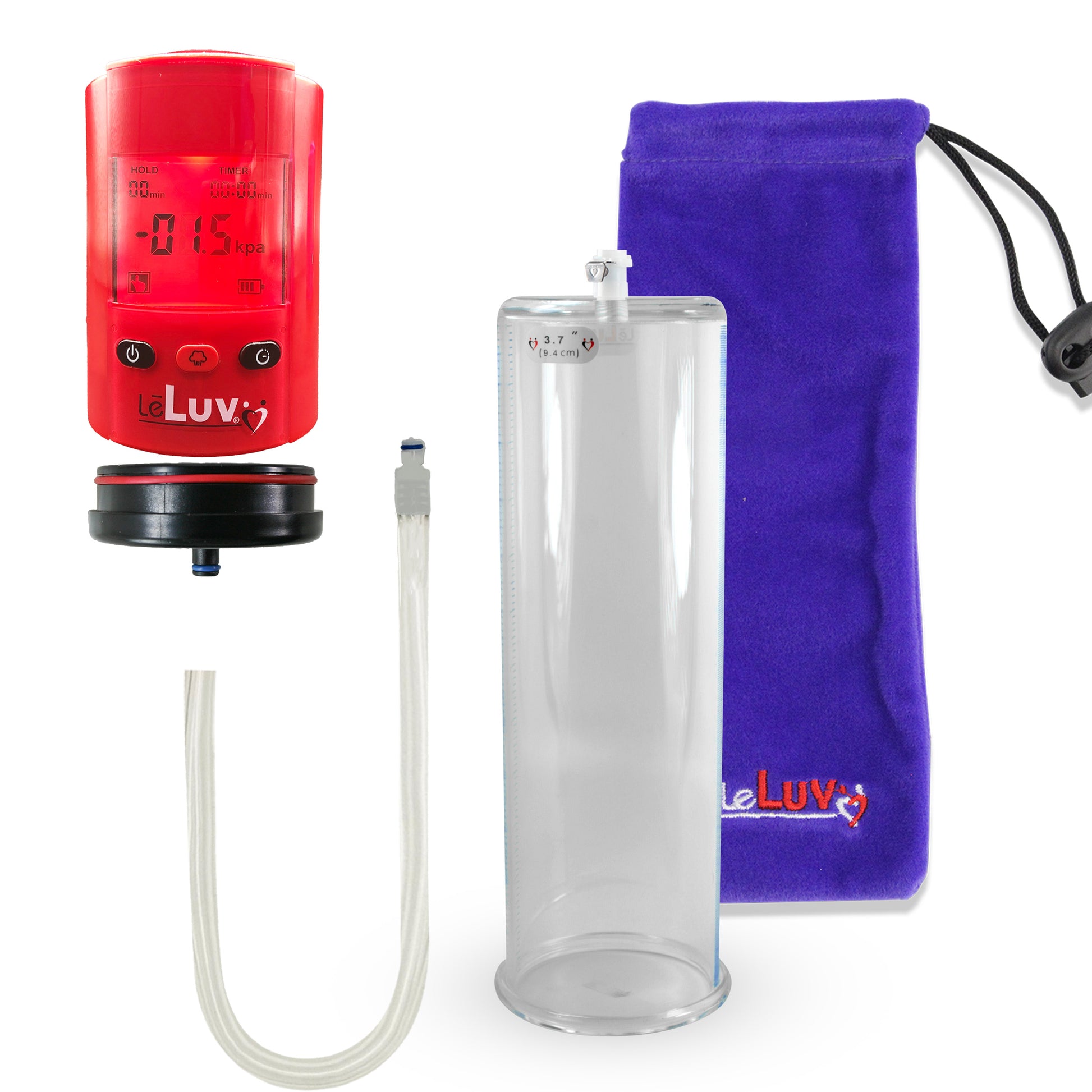 Smart LCD iPump Red Handheld Electric Penis Pump - 12" x 3.70" Acrylic Cylinder