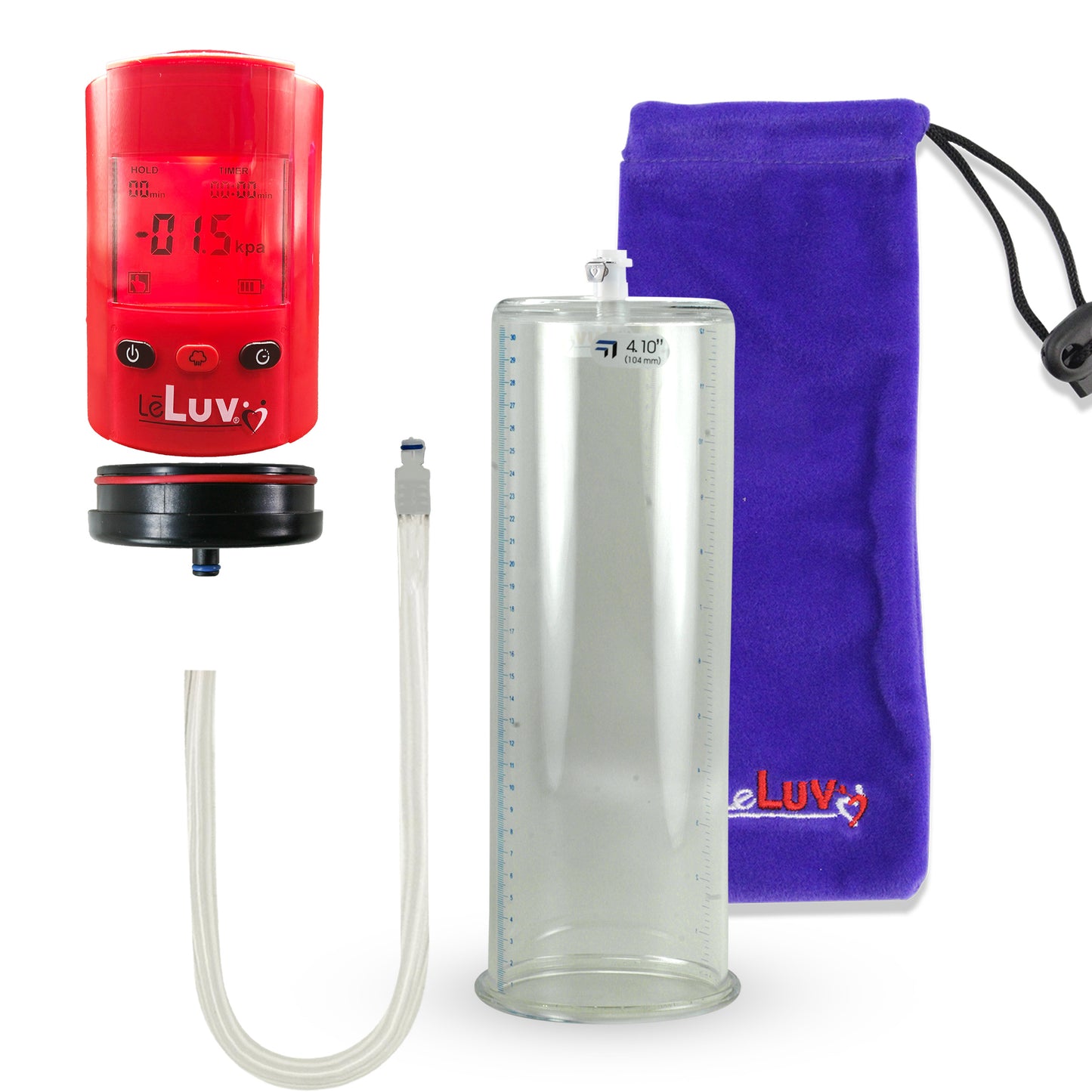 Smart LCD iPump Red Handheld Electric Penis Pump - 12" x 4.10" Cylinder