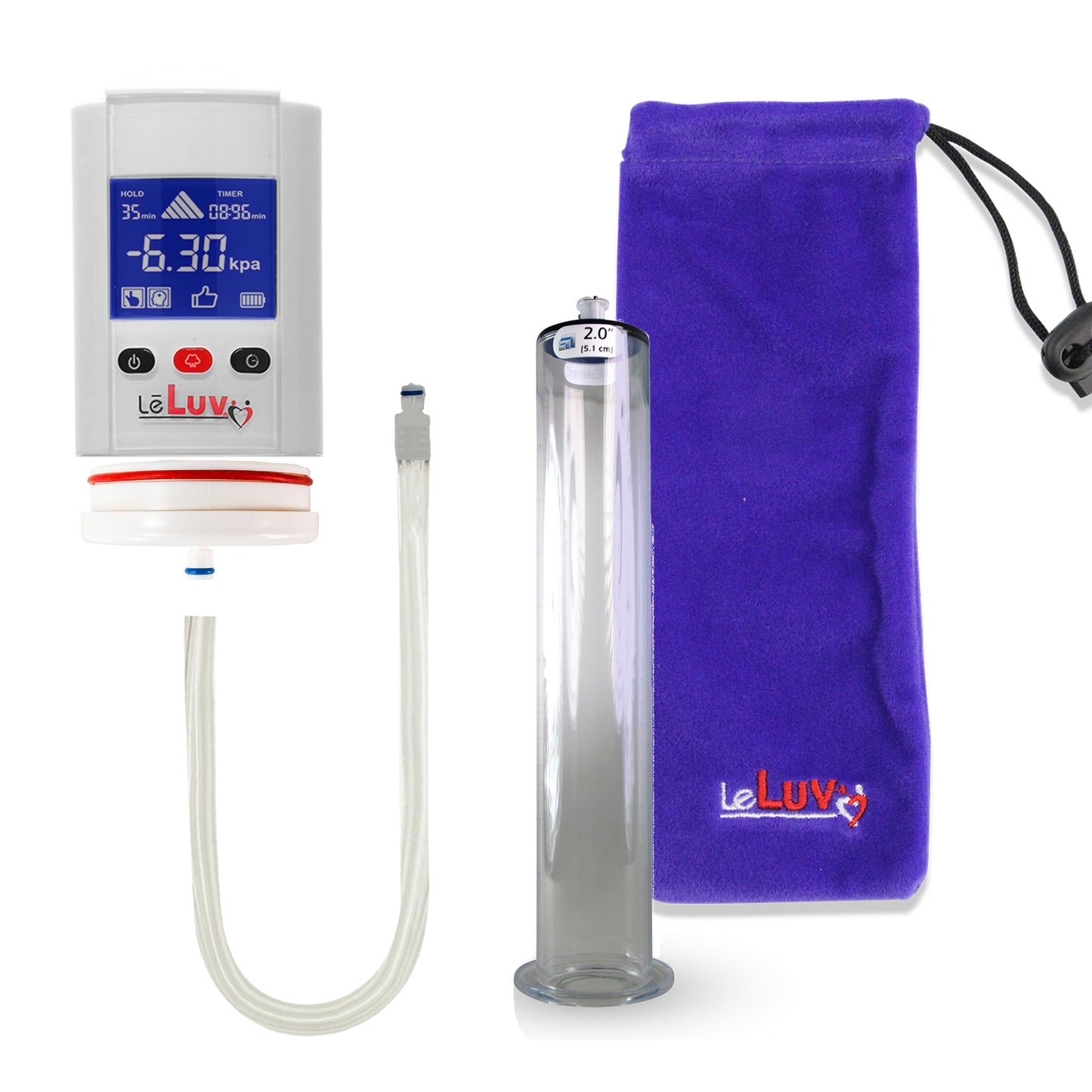 Smart LCD iPump White Penis Pump 12" Length x 2.00" Diameter WIDE Flange Cylinder