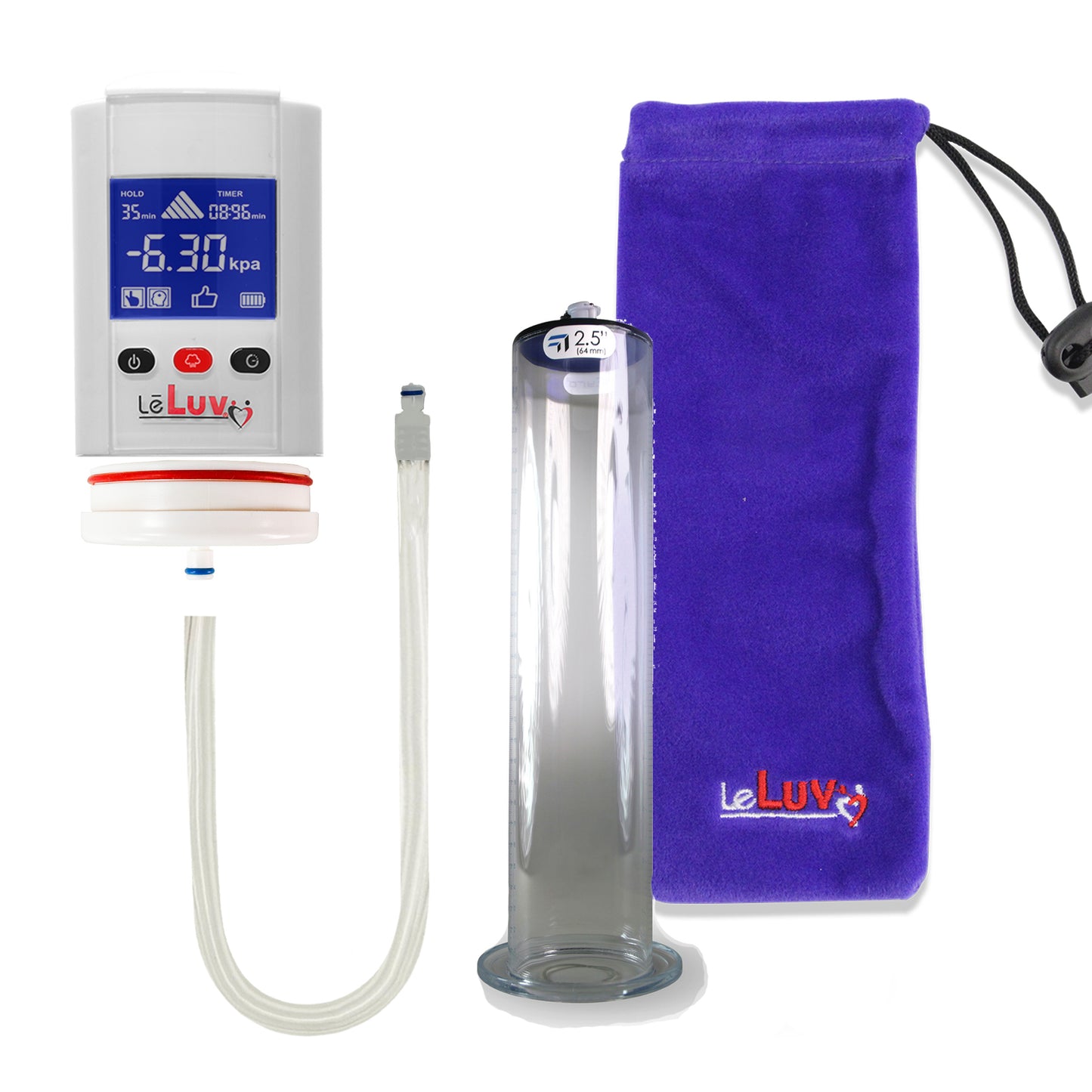 Smart LCD iPump White Penis Pump 12" Length x 2.50" Diameter WIDE Flange Cylinder