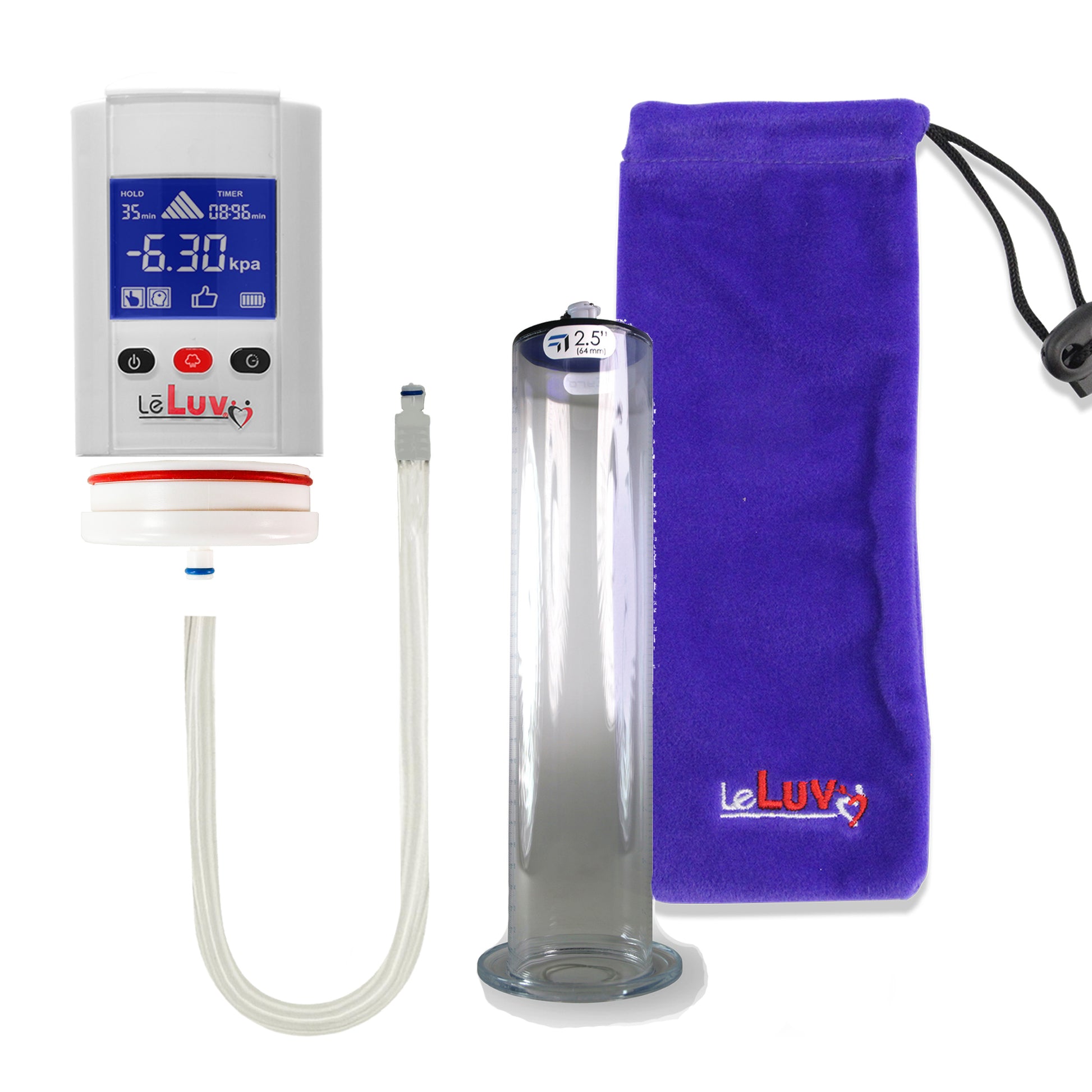 Smart LCD iPump White Penis Pump 12" Length x 2.50" Diameter WIDE Flange Cylinder