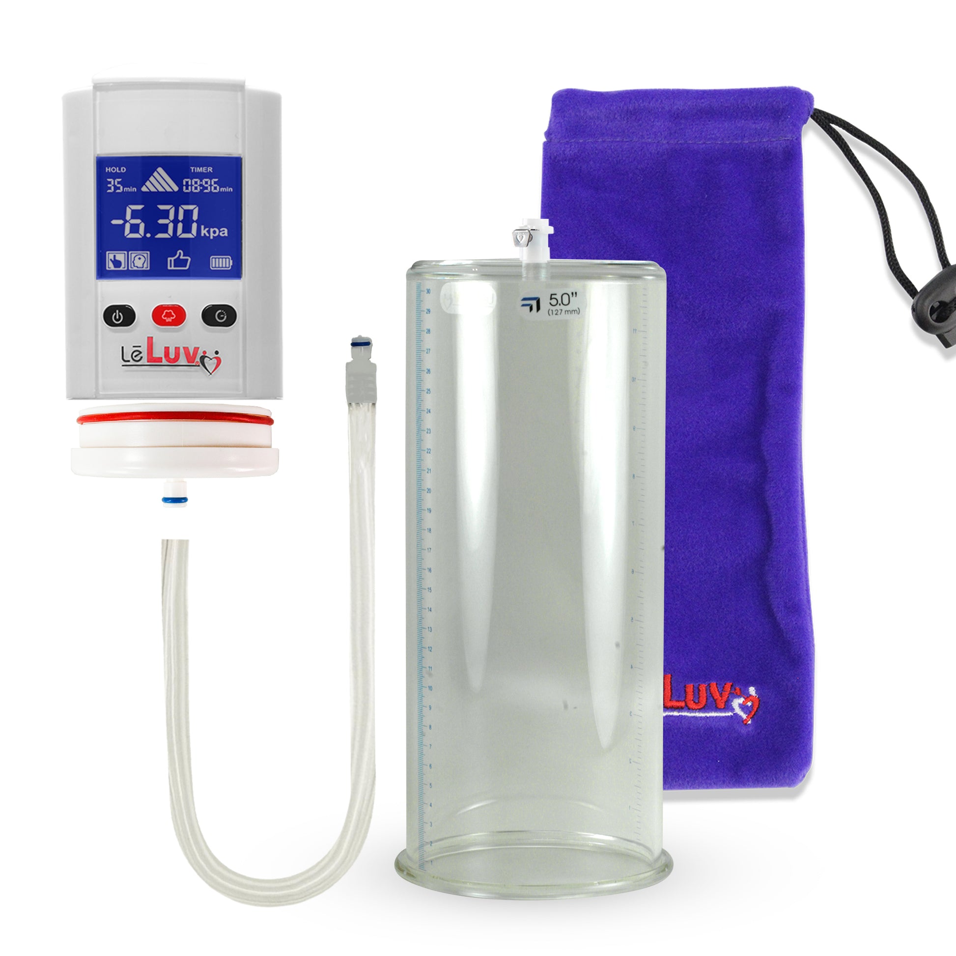 Smart LCD iPump White Handheld Electric Penis Pump - 12" x 5.00" Cylinder