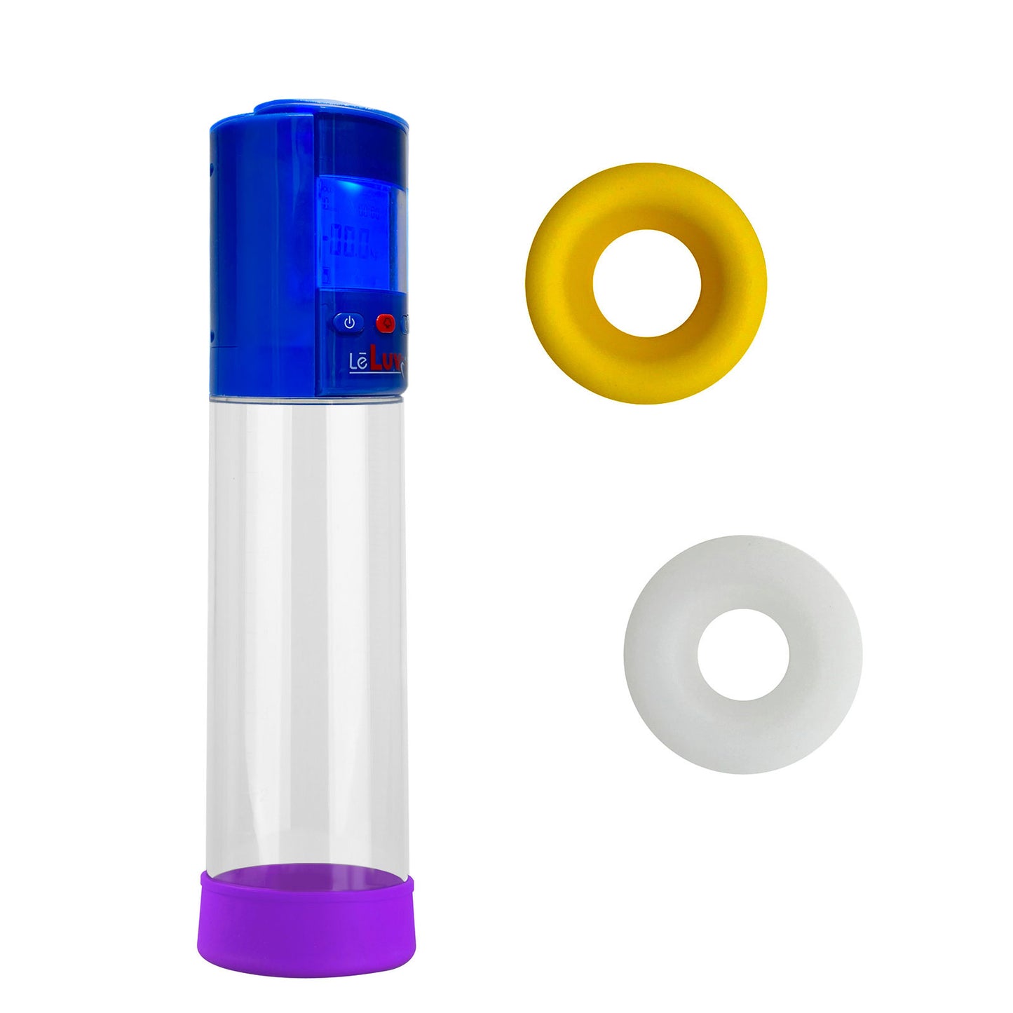 LeLuv® Smart LCD iPump® Penis Pump Kit with 3-Pack of Silicone Sleeves | 8 or 9 Inch Length
