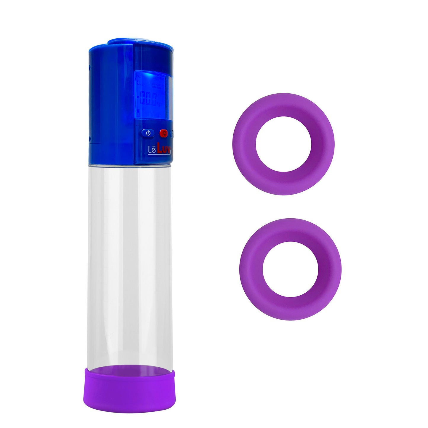 LeLuv® Smart LCD iPump® Penis Pump Kit with 3-Pack of Silicone Sleeves | 8 or 9 Inch Length