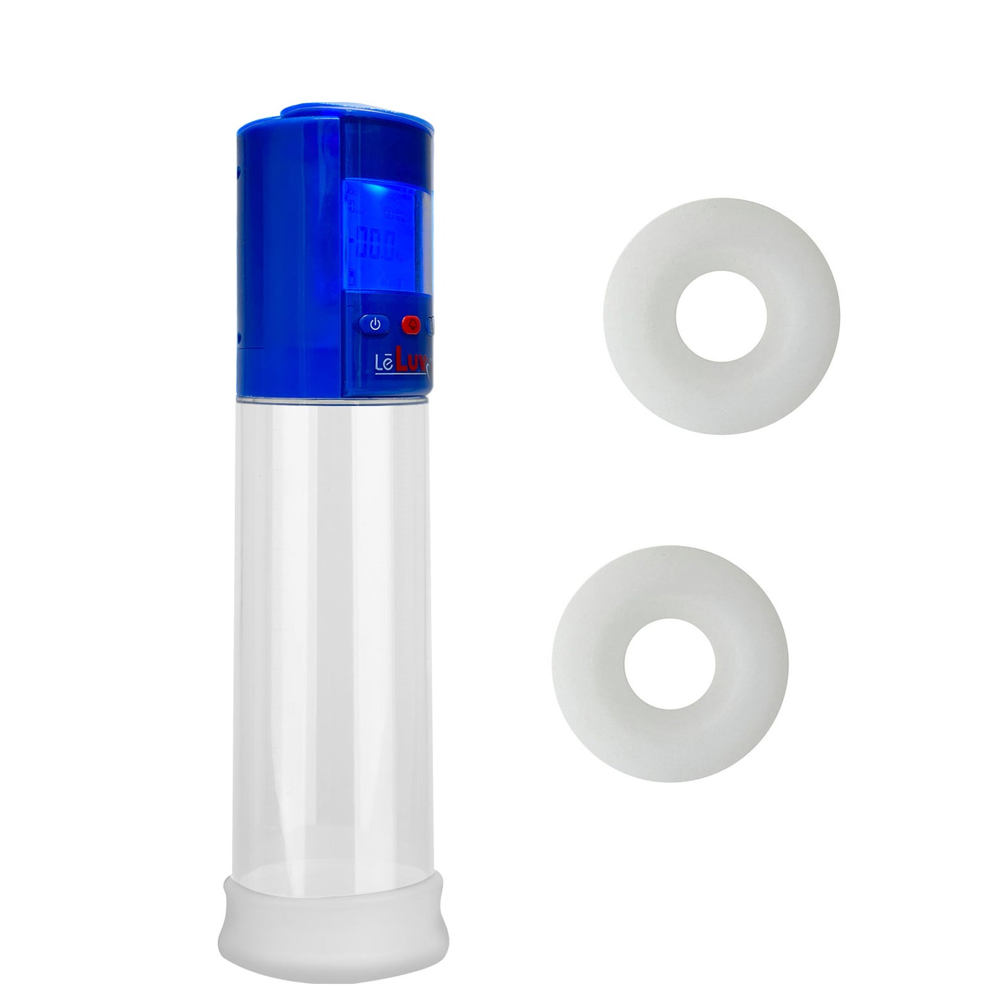 LeLuv® Smart LCD iPump® Penis Pump Kit with 3-Pack of Silicone Sleeves | 8 or 9 Inch Length