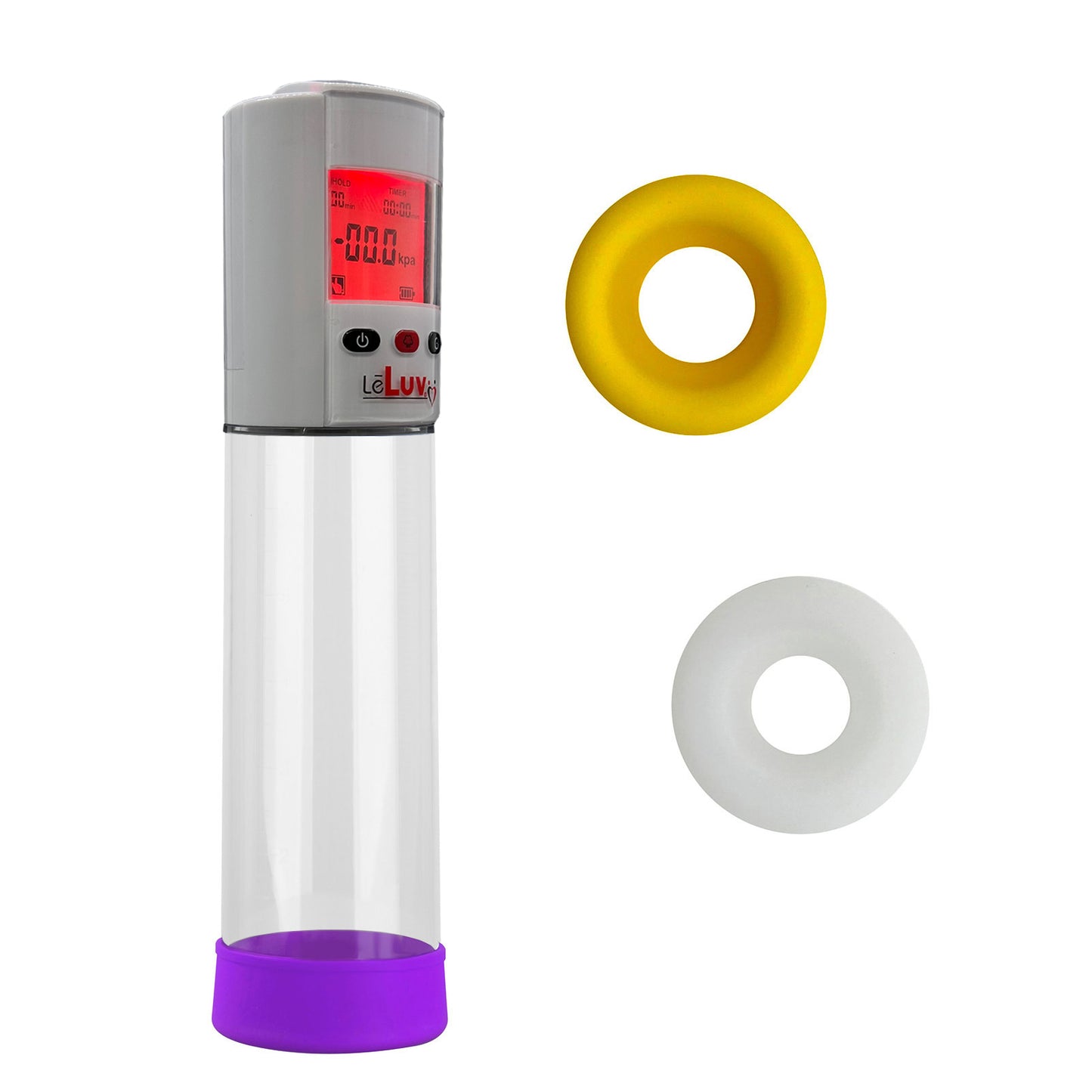 Smart LCD iPump kit USB rechargable - Grey pump + Clear 8" Cylinder + Silicone sleeve (one of each)